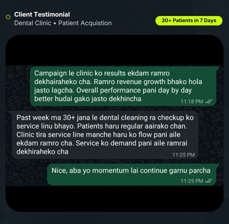 Client Testimonial Dental Clinic